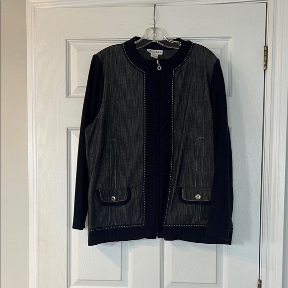 TanJay Jackets & Blazers - TanJay Two-Tone Jean Jacket with Button Details